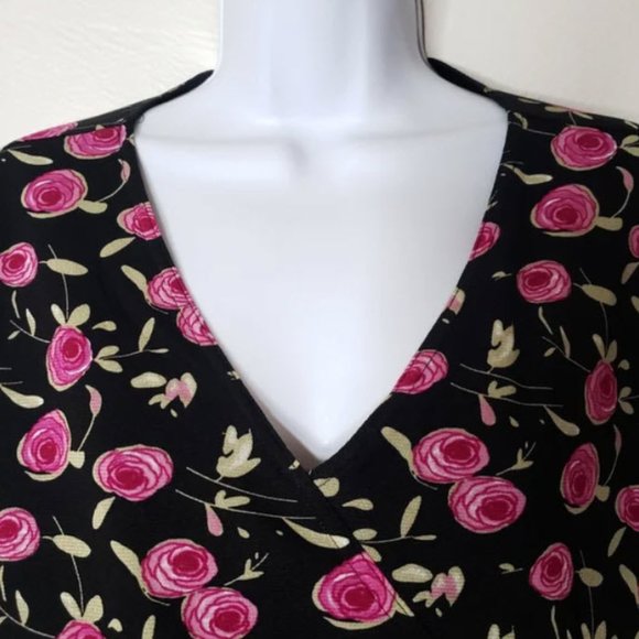 absolutely stunning black with pink roses Style & Co. blouse 2X - Picture 3 of 10